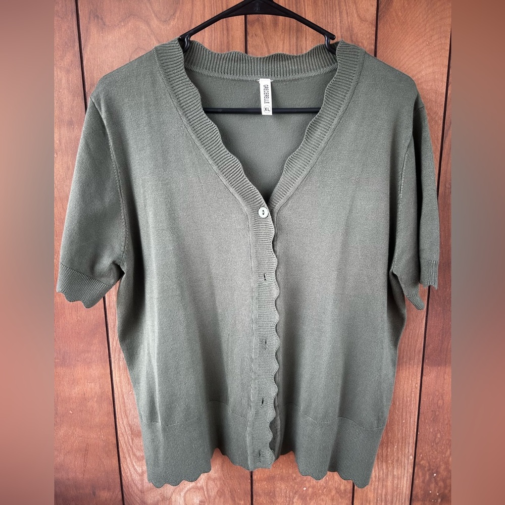 Green Button-Up Cardigan